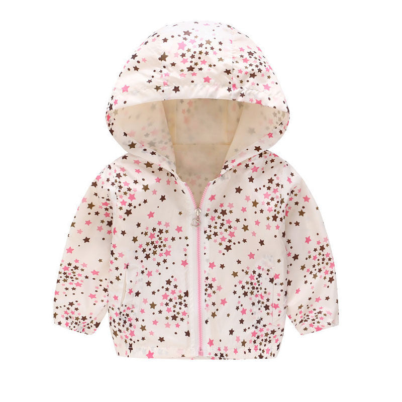 Boys Girls Cartoon Print Zip Lightweight Jacket Hooded Coats Casual Windbreaker-3