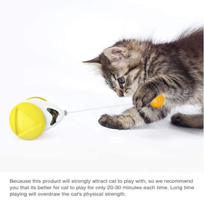 Cat Balance Swing Car Toy with Catnip Ball Feather Stick Interactive Pet Toys-Yellow