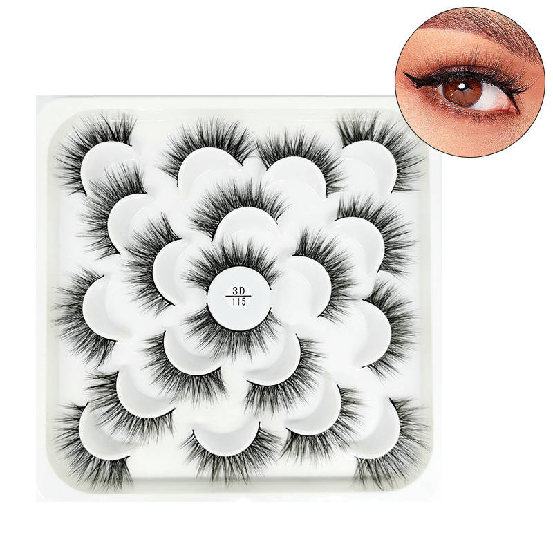 10 Pairs 3D False Eyelashes Reusable Wispy Cat Eye Natural Look Lashes-115