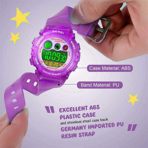 Kid Waterproof Electronic Multi Function Outdoor LED Watches-Purple