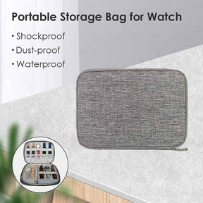 Watch Bands Storage Bag 10-15 Watch Strap Organizer Waterproof Travel Wirstband Pouch for iWatch Bands and Accessories-Grey