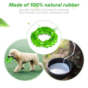 Dog Chew Toys Circle Non-Toxic Natural Rubber Durable Puppy Molar Toy-Green