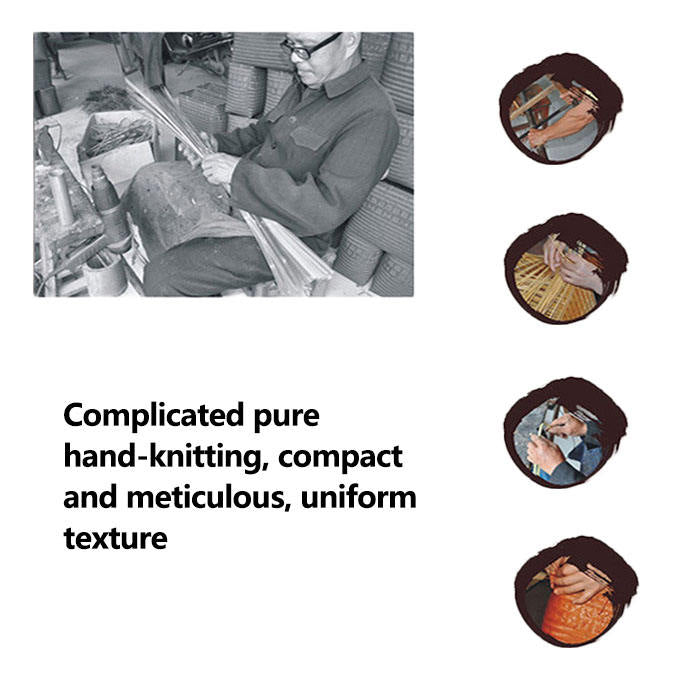 Retro Womens Bamboo Handbag Handmade Large Tote Bag Wicker Summer Straw Basket Bag-Dark Red