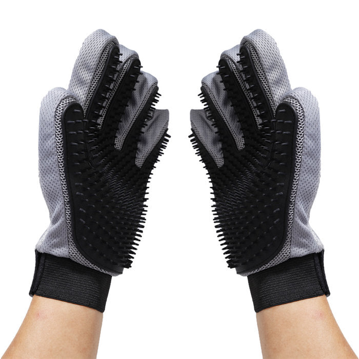 1 Pair Pet Grooming Gloves Efficient Hair Remover Brush-Black