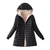 Lookbook Womens Hooded Sherpa Fleece Jacket Winter Warm Coat-Black