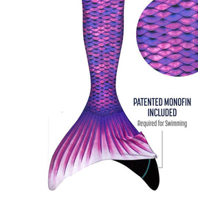 Kids Atlantis Mermaid Tails For Swimming Swimsuit With Flippers-Violet