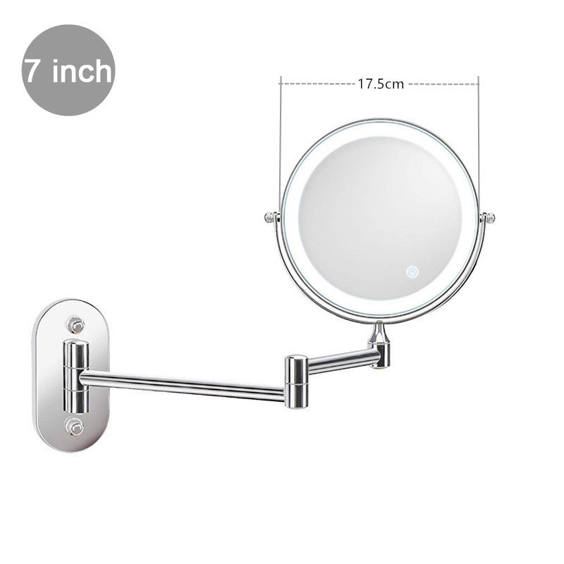 Wall Mounted Lighted Makeup Mirror 7inch 7X Magnifying Cosmetic Mirror with 3 Color Modes Battery Type-Silver