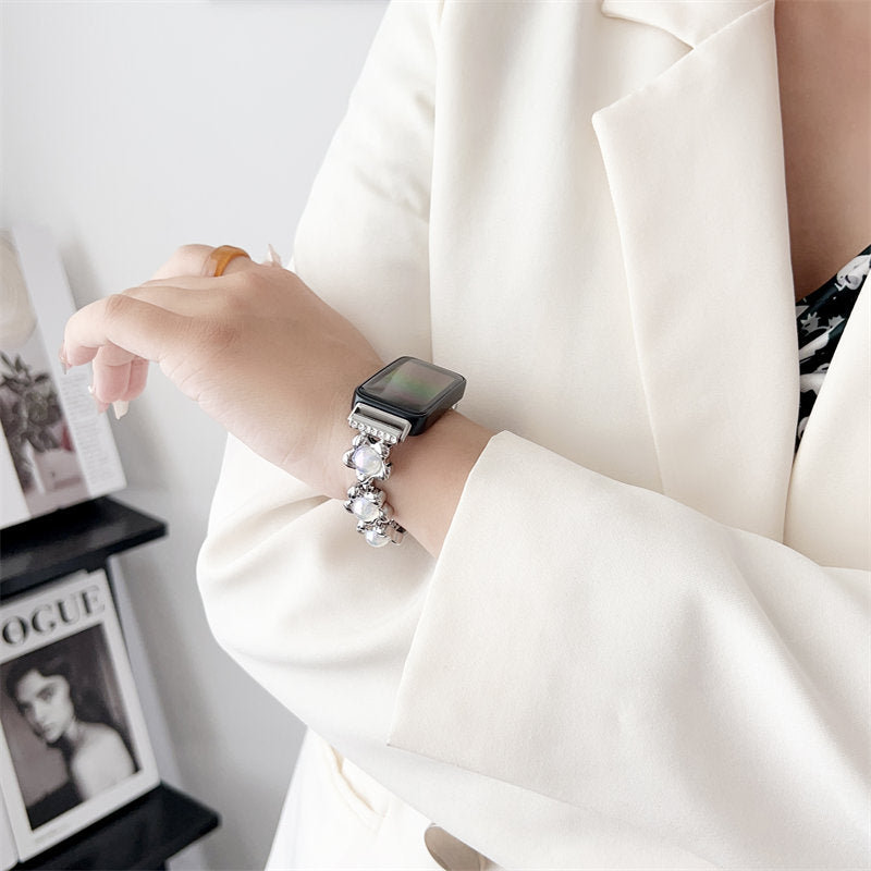 Luxury Metal Watch Strap Cute Flower-Shaped Bracelet for Huawei 8-Silver