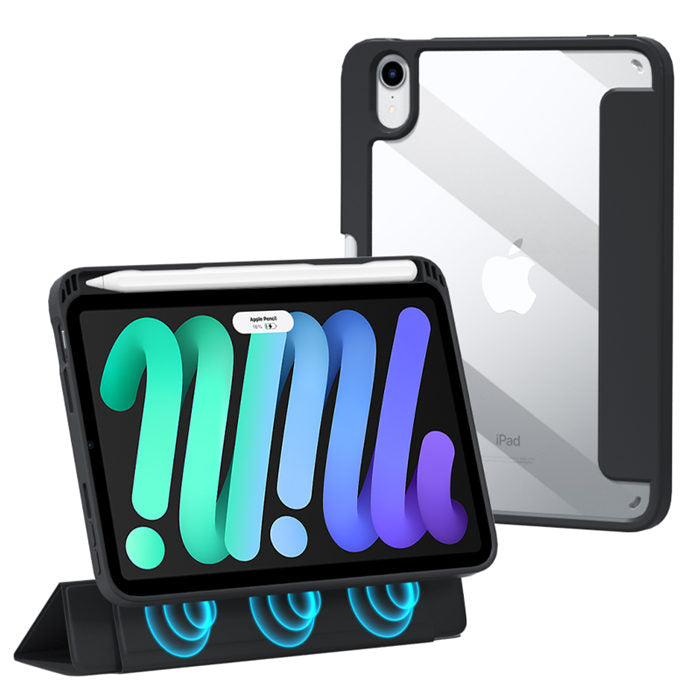 Transparent Magnetic Removable Cover For iPad 10th 2022 10.9 Ultra Slim Smart Case-Black