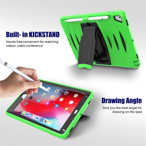 Shock Wave Kickstand Case Anti-Fall Protection With Pencil Holder For 9.7inch iPad 5/iPad 6/iPad Air2/iPad Pro9.7-Green