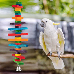 2Pcs Bird Parrot Chewing Sticks Toys Multicolored Natural Wooden Blocks