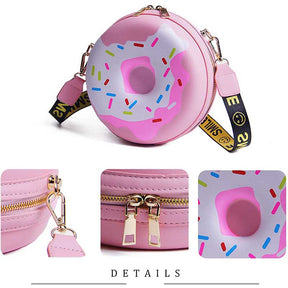 Womens Doughnut Crossbody Purse PU Shoulder Bag-Pink