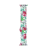 Color Printing Silicone Watch Band For Apple Watch SE/6/5/4/3/2/1(White Red Flower)