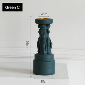 4 Pcs Retro Candle Holder Nordic Roman Column Aroma Candle Base for Festival Home Decor Ornament-Green