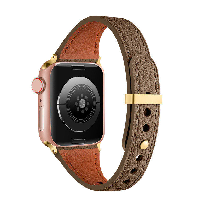 Elegant Slim Band Quick Release Sheepskin Leather for Apple Watch-Brown2