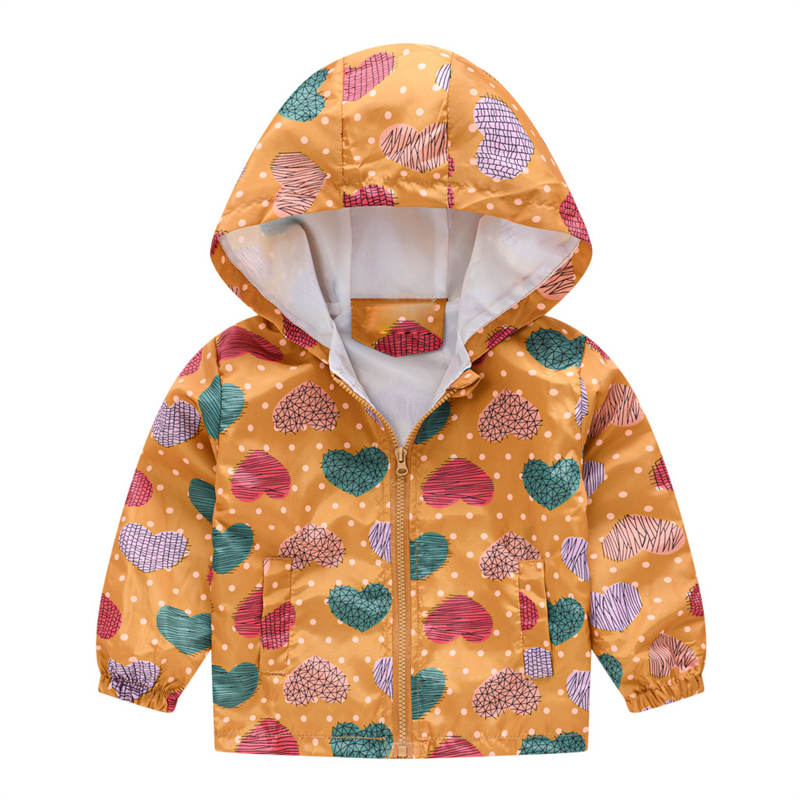 Toddler Boys Girls Cartoon Print Zip Jacket Hooded Trench Kids Casual Coats-33