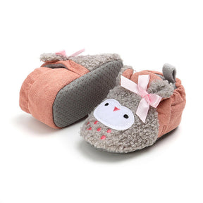 Infant Baby Boys Girls Slippers Non Slips Bottom Winter Booties House Shoes-OwlGrey