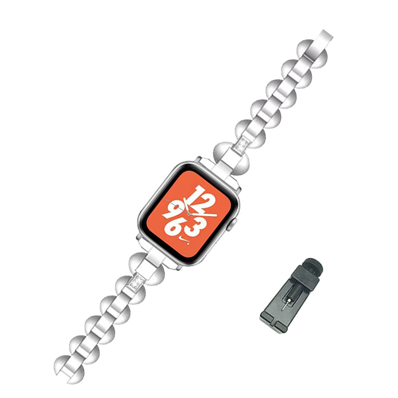 DH Stainless Steel Watch Band Adjustable Wristbands for Apple IWatch Series SE/1/2/3/4/5/6 For Women-Silver