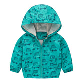 Boys Girls Cartoon Print Zip Lightweight Jacket Hooded Coats Casual Windbreaker-28