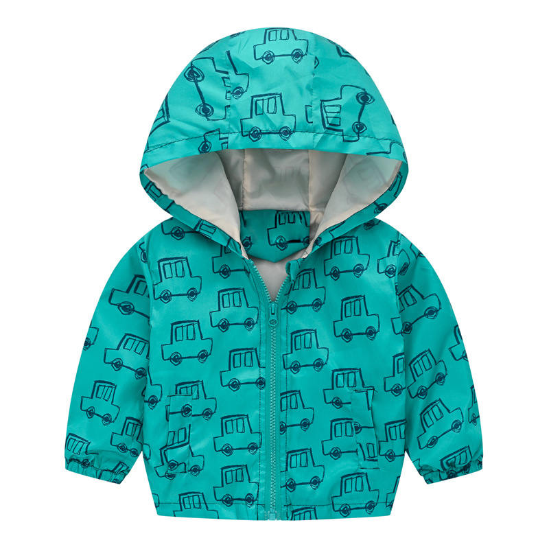 Boys Girls Cartoon Print Zip Lightweight Jacket Hooded Coats Casual Windbreaker-28