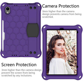 Hive iPad Case For iPad Mini 6 Durable Stand Cover With Shoulder Strap-PurpleBlack