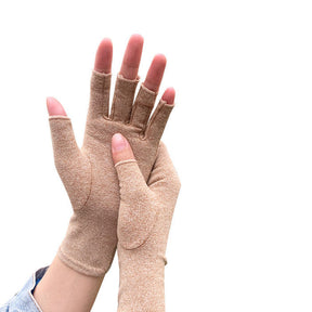 Winter Half Finger Outdoor Sport Driving Riding Cotton Breathable Gloves-Brown-LYX-08062-2