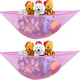 2 Packs Stuffed Animals Jumbo Toy Storage Hammock-Pink