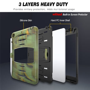 Shock Wave Design Kickstand Case Heavy Duty Rugged Anti-Fall Protection With Pencil Holder For 7.9inch iPad Mini 4/5-Camouflage