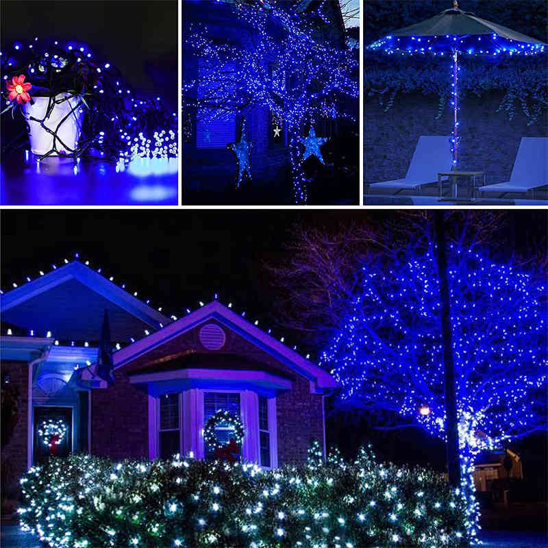 Solar Christmas Lights 72ft 200 LED 8 Modes Solar String Lights Waterproof-Blue