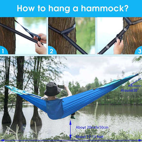 Large Camping Pop-up Parachute Hammock with Mosquito Net-Green