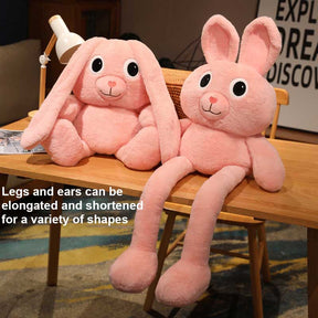 Plush Stuffed Bunny Toy Stretchable Ear and Leg Rabbit Shape Dolls for Girls Kids Gifts