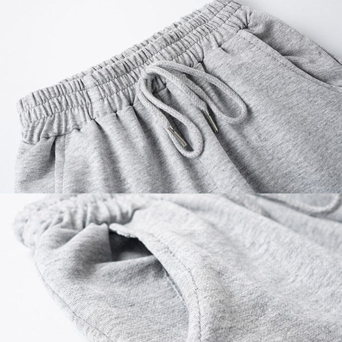 Girls Joggers Long Pants Pockets Outdoor Casual Wide Leg Pants with Drawstring Knitting-Gray