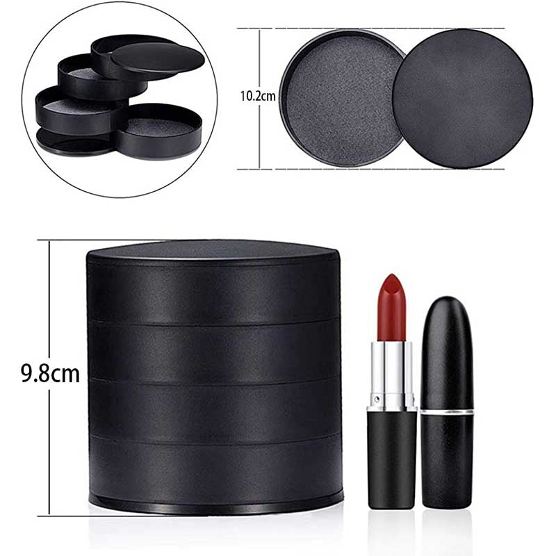 Earring Holder Simple 4-Layer Rotating Travel Jewelry Box-Black