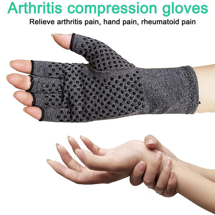 Winter Half Finger Outdoor Hiking Driving Cycling Riding Cotton Breathable-Hemp Ash-LYX-08004
