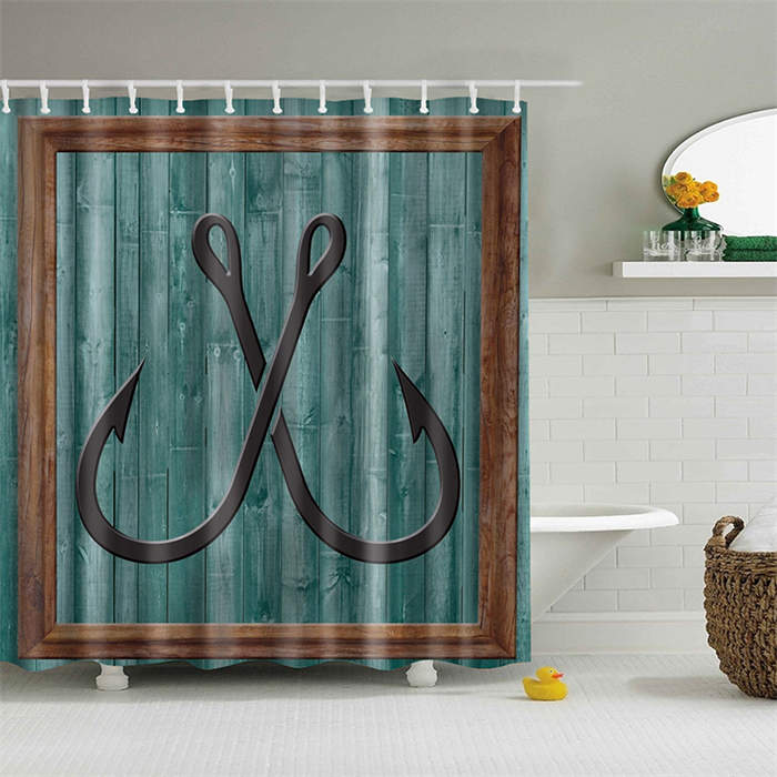 Vintage Wooden Printed Shower Curtains Bathroom Decor Accessory-21