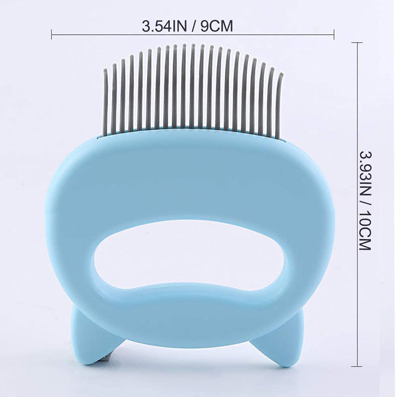 Pet Hair Removal Massaging Shell Comb Soft Deshedding Brush for Long and Short Hair Puppy Bunny-Blue