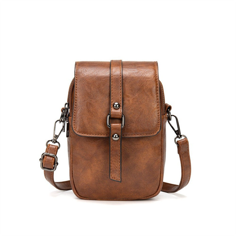 Women Vintage Crossbody Phone Bag Small Messenger Shoulder Bag-Brown