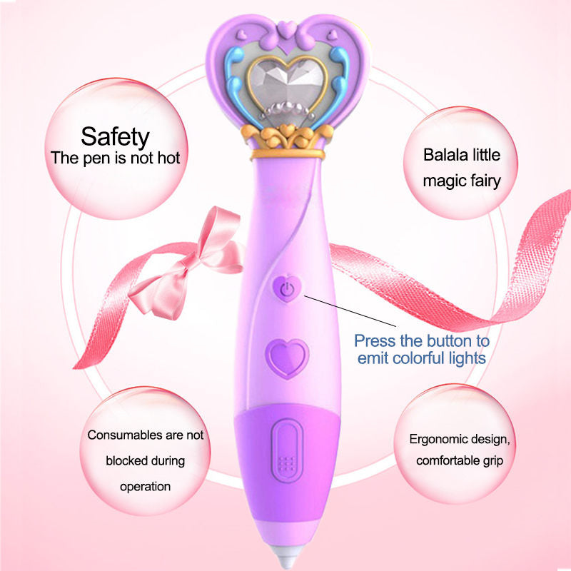 Magic Wand Shape 3D Printing Pen Kit Low Temperature Child Safe-Purple