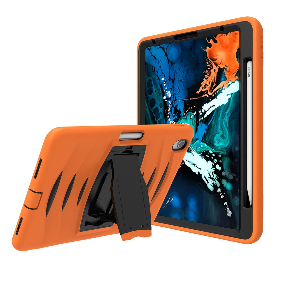 Shock Wave Kickstand Case Anti-Fall Protection With Pencil Holder For iPad Pro12.9 (2018)-Orange