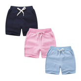 Kids 3 Pack 100% Cotton Sport Jogger Shorts Casual Elastic Pants-G