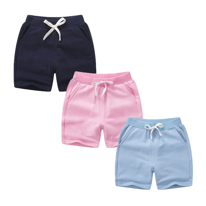 Kids 3 Pack 100% Cotton Sport Jogger Shorts Casual Elastic Pants-G