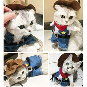 Pet Halloween Costumes for Dog Cat Funny Cowboy Jacket Suit