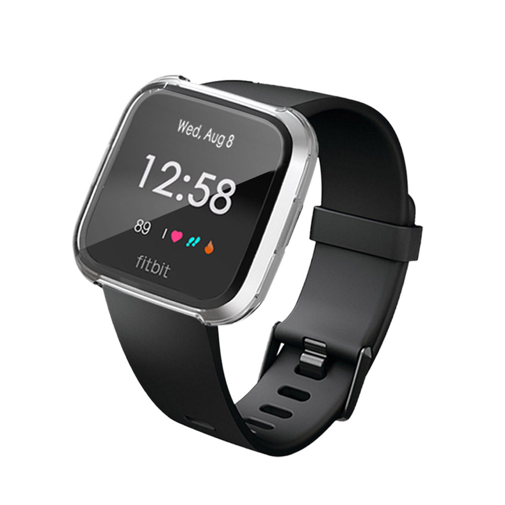 For Fitbit Versa Lite Electroplated Soft TPU Slim Watch Case -Clear