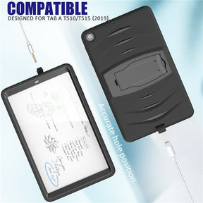 Shock Wave Kickstand Case Anti-Fall Protection For Samsung Tab A 10.1 T510/T515(2019)-Black