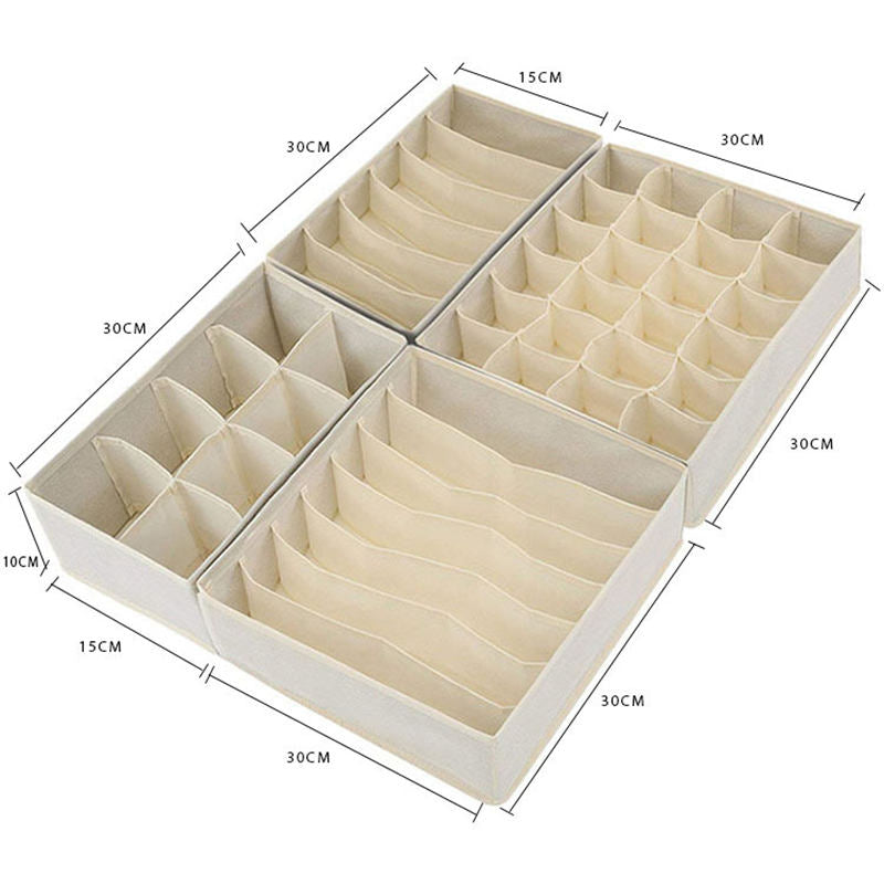 Simple Houseware Closet Underwear Organizer Drawer Divider 4 Set Beige