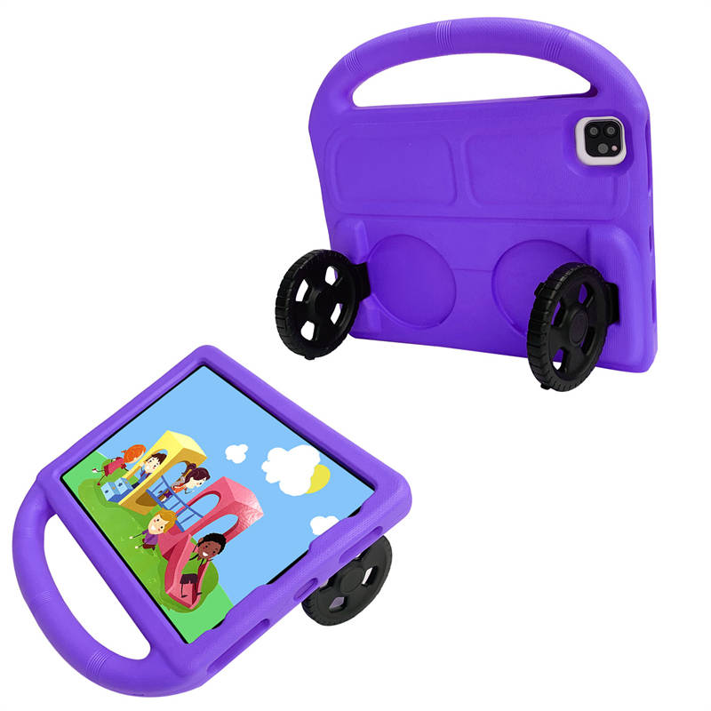Wheel iPad Case For iPad Pro 11/Air4 10.9 inch Shockproof Stand Cover With Handle Stand-Purple