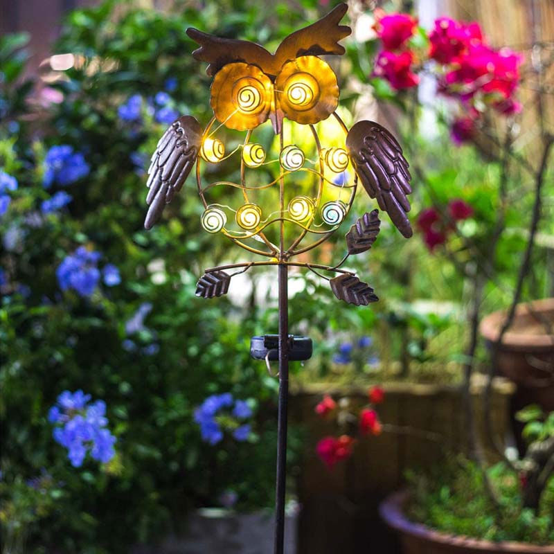 Garden Solar Light Metal OWL LED Decorative Garden Weatherproof Ligh Suitable for Courtyards Lawns Bronze