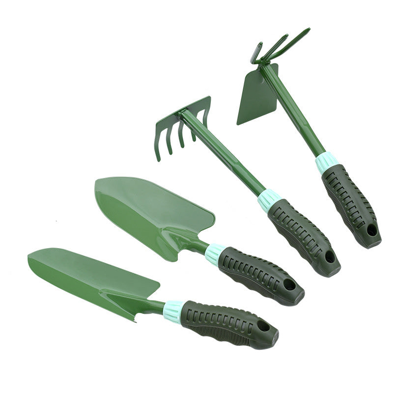 Garden 4 Piece Set Carbon Steel Garden Tool Lightweight Soft PVC Ergonomic Handle Grip Non-Slip -Dark Green