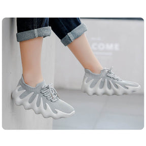 Kids Sneakers Knitted Breathable Cross Trainer Shoes-Grey