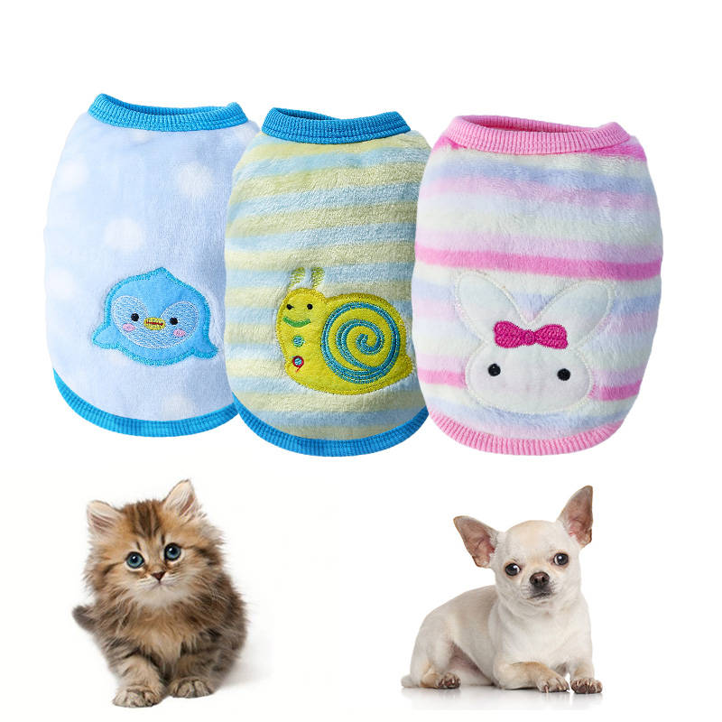 Set of 2 Pcs Pet Fleece Sweaters Warm Printed Clothes for Small Dogs-Set3